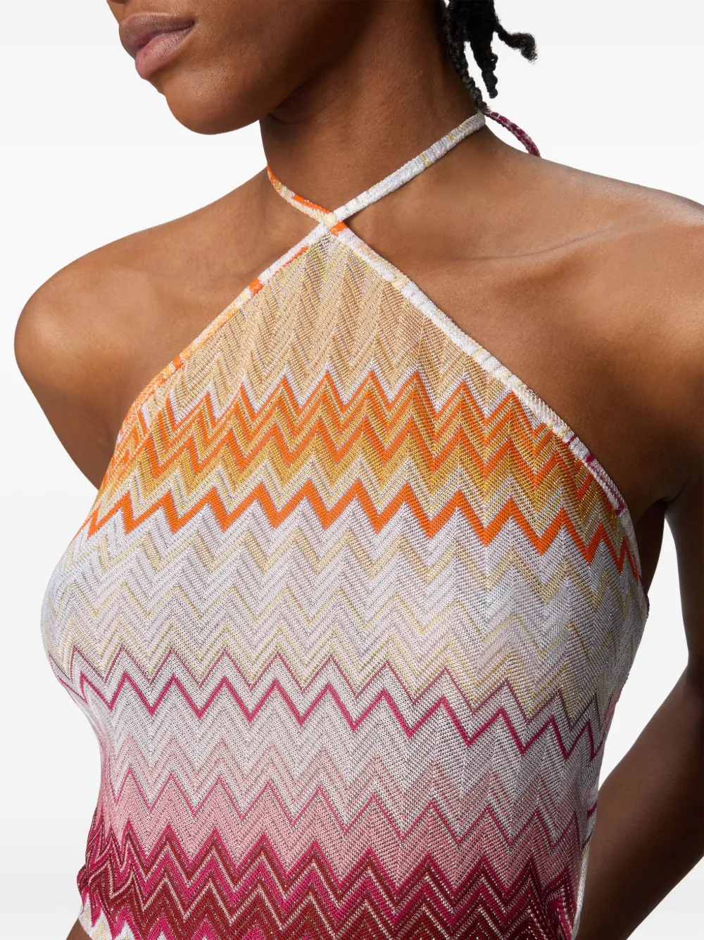 Shop Missoni Zigzag-knit Top In Neutrals