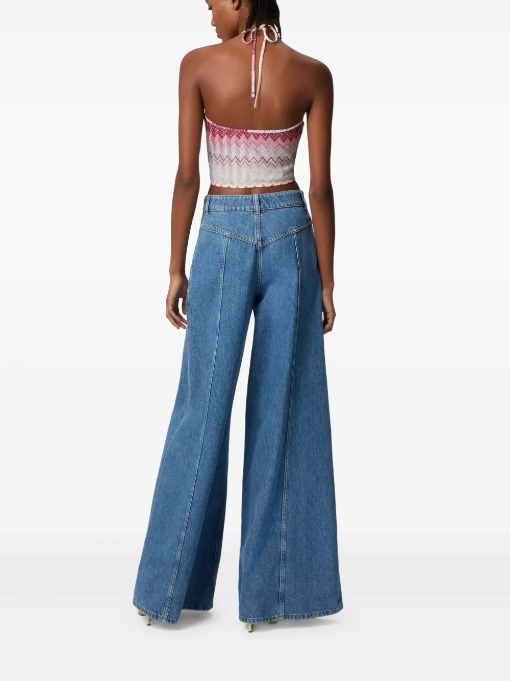 Shop Missoni Zigzag-knit Top In Neutrals