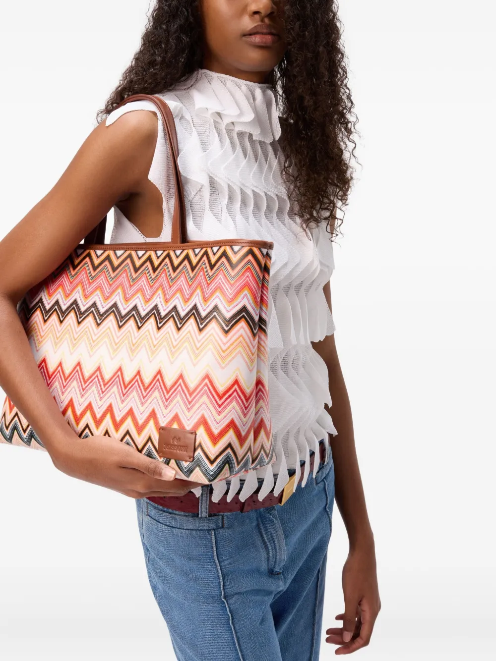 Missoni chevron-pattern tote bag Roze