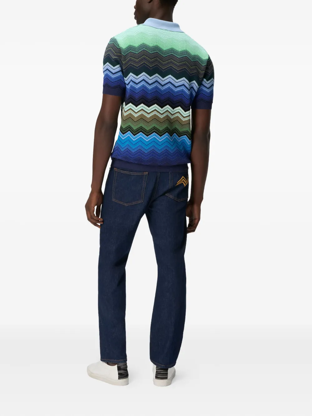 Missoni Poloshirt met zigzag-patroon Blauw