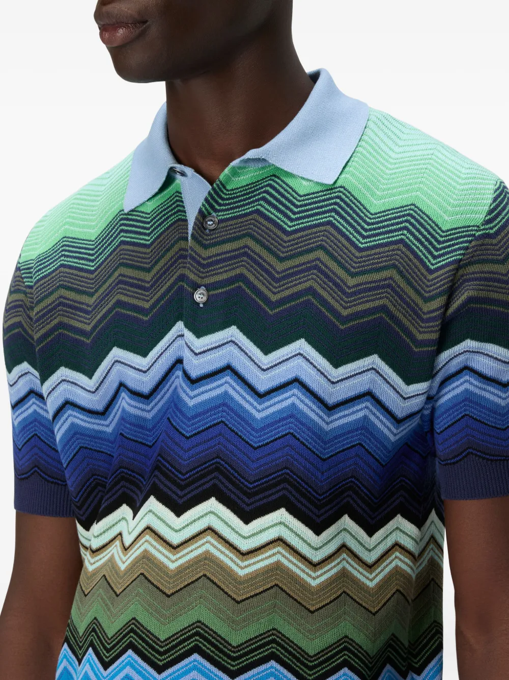 Missoni Poloshirt met zigzag-patroon Blauw