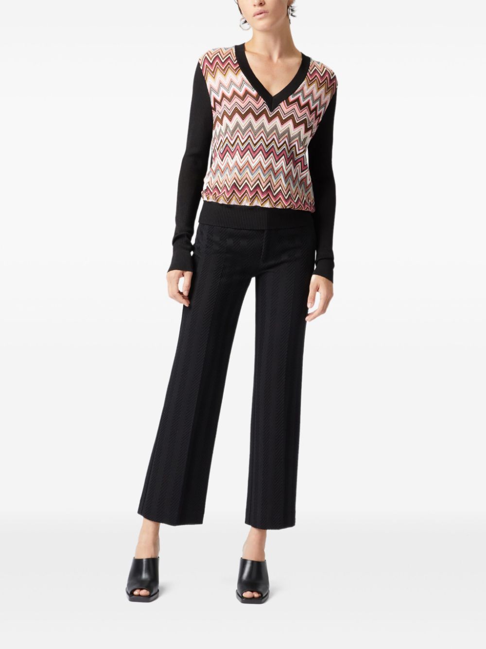 Missoni zigzag-pattern straight trousers - Zwart