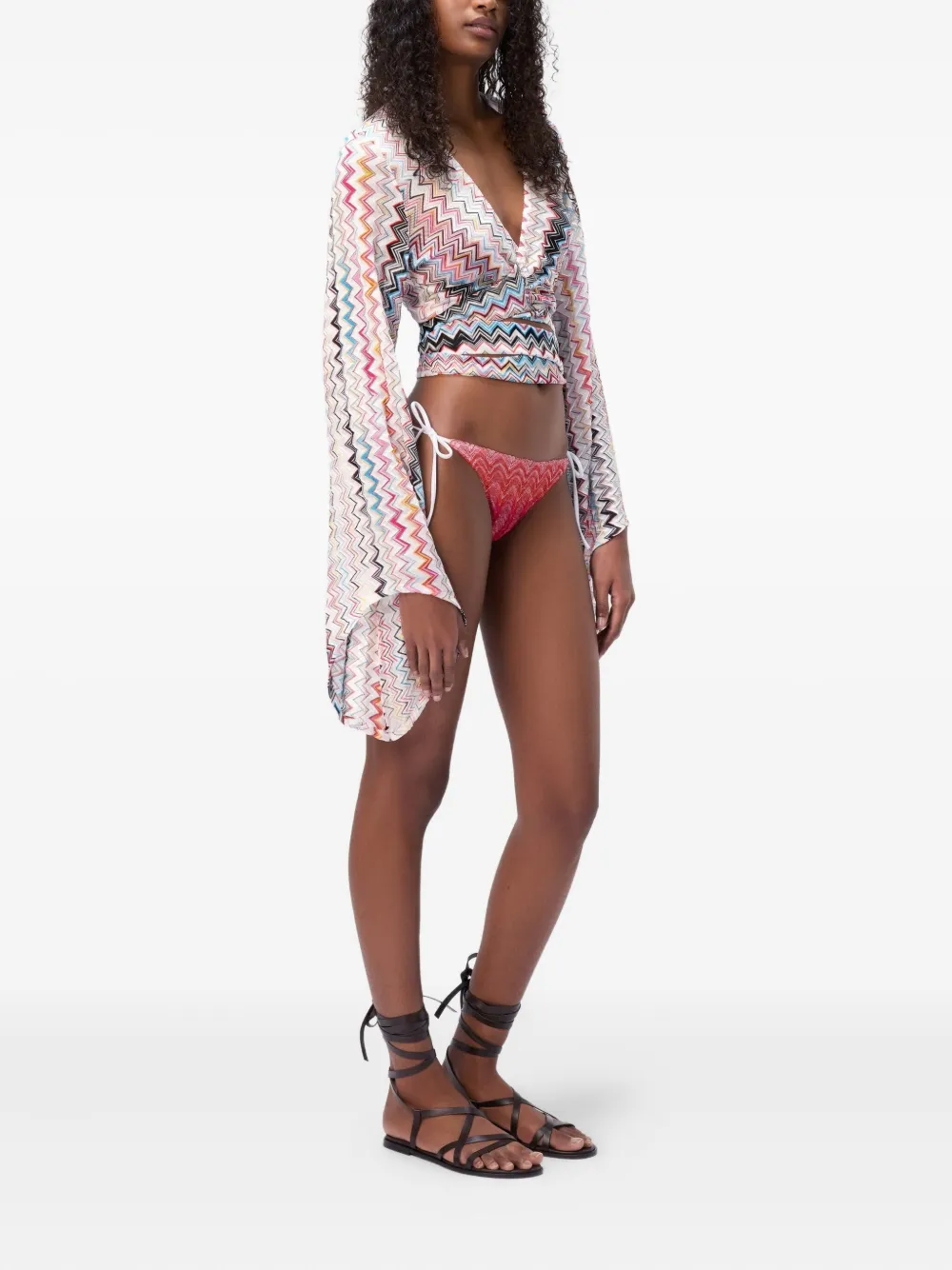 Missoni zigzag-pattern wide-sleeve top Wit