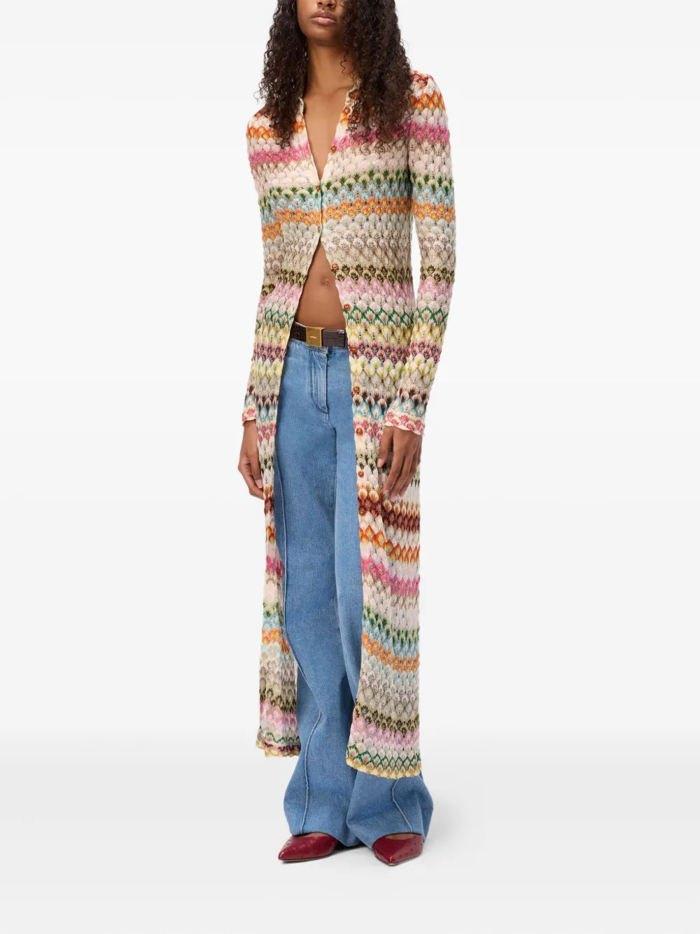 Missoni intarsia-knit polo-collar cardigan Beige