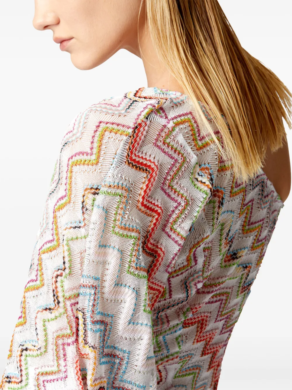 Shop Missoni One-shoulder Top In White