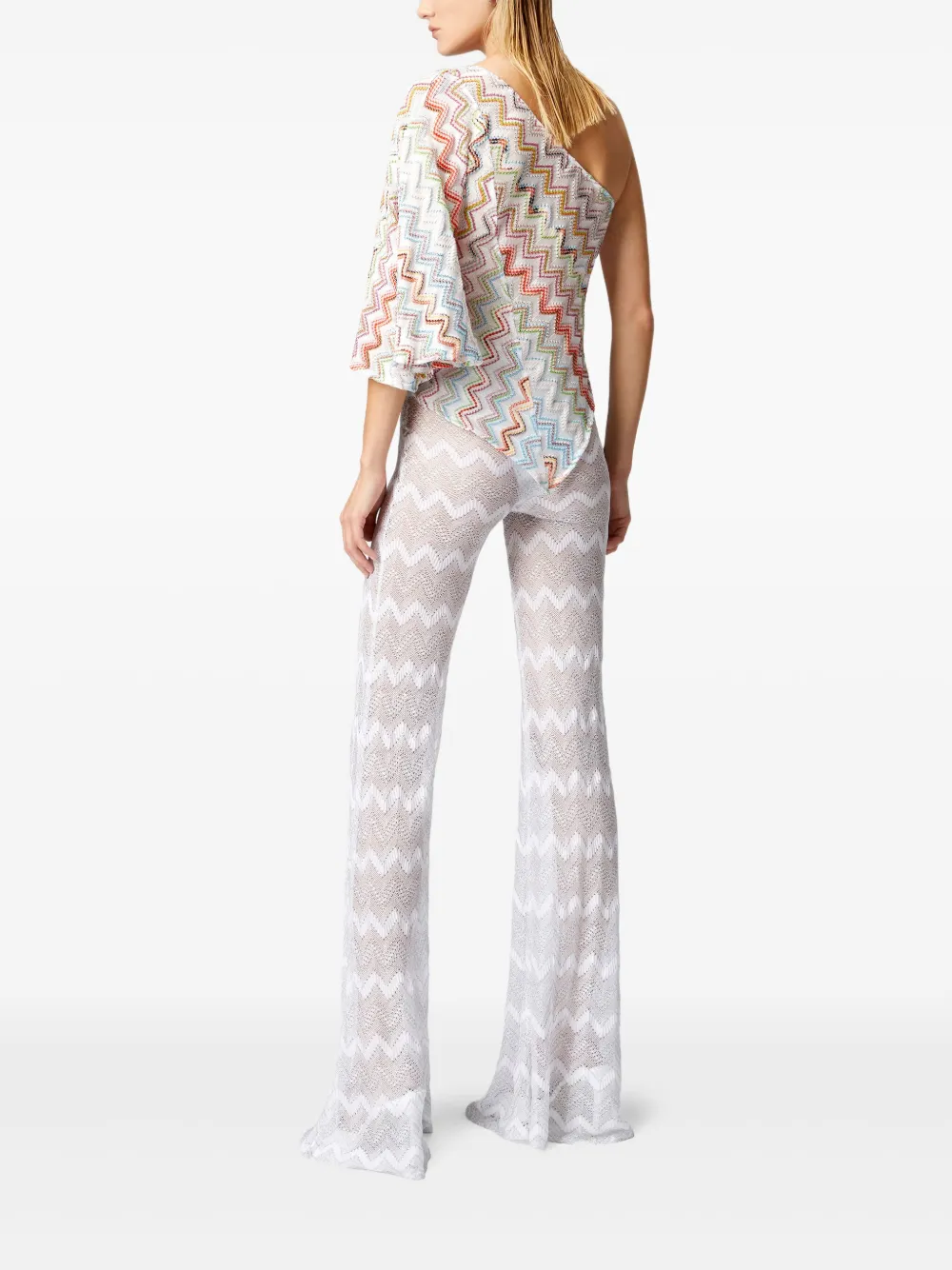 Shop Missoni One-shoulder Top In White