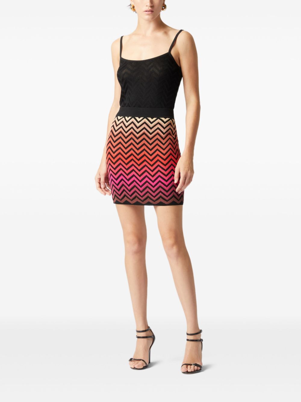 Missoni zigzag-pattern degradé mini skirt - Oranje