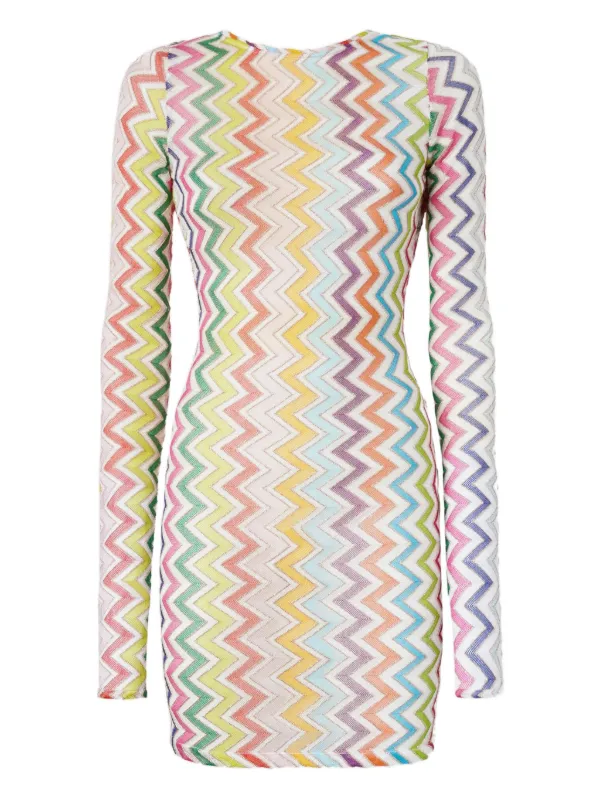Missoni long-sleeve Mini Dress | White | FARFETCH