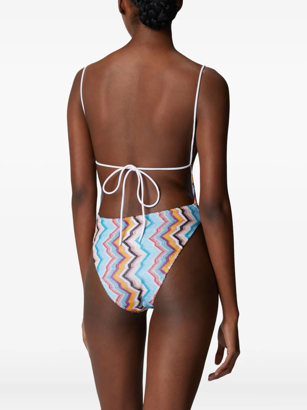 Shop Missoni Zigzag-pattern Swimsuit In Blue