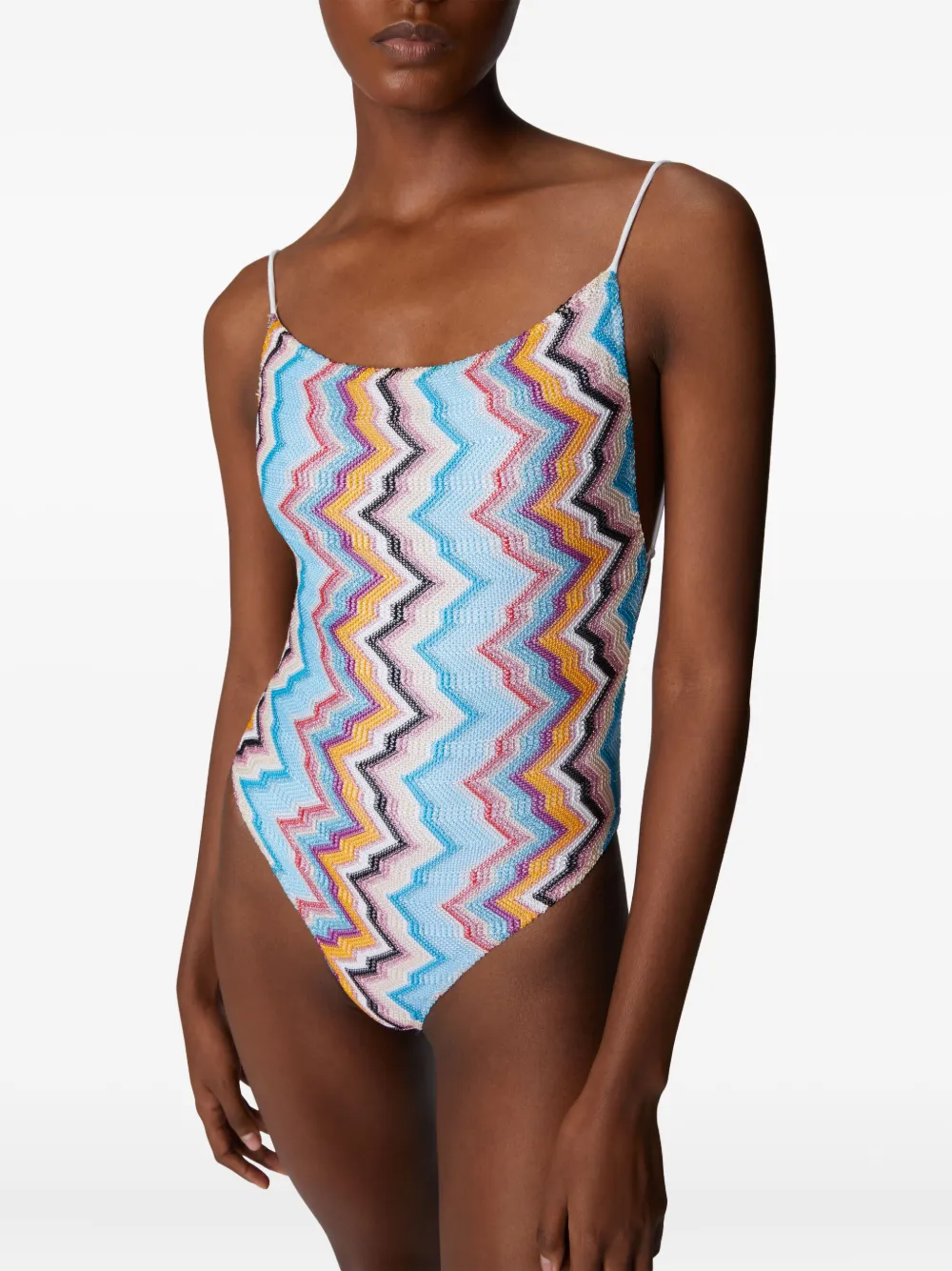 Shop Missoni Zigzag-pattern Swimsuit In Blue