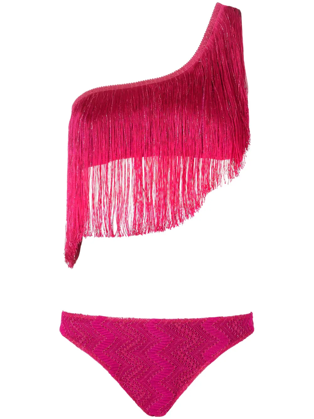 Missoni One-shoulder Fringed Bikini In Purple