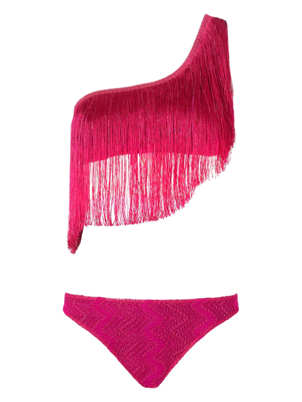 Missoni one-shoulder fringed bikini Paars