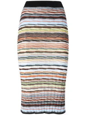 MISSONI★素敵！クロシェ編みペンシルスカート MISSONI - MISSONI レーヨン ウール ジグザグ ニット スカートの