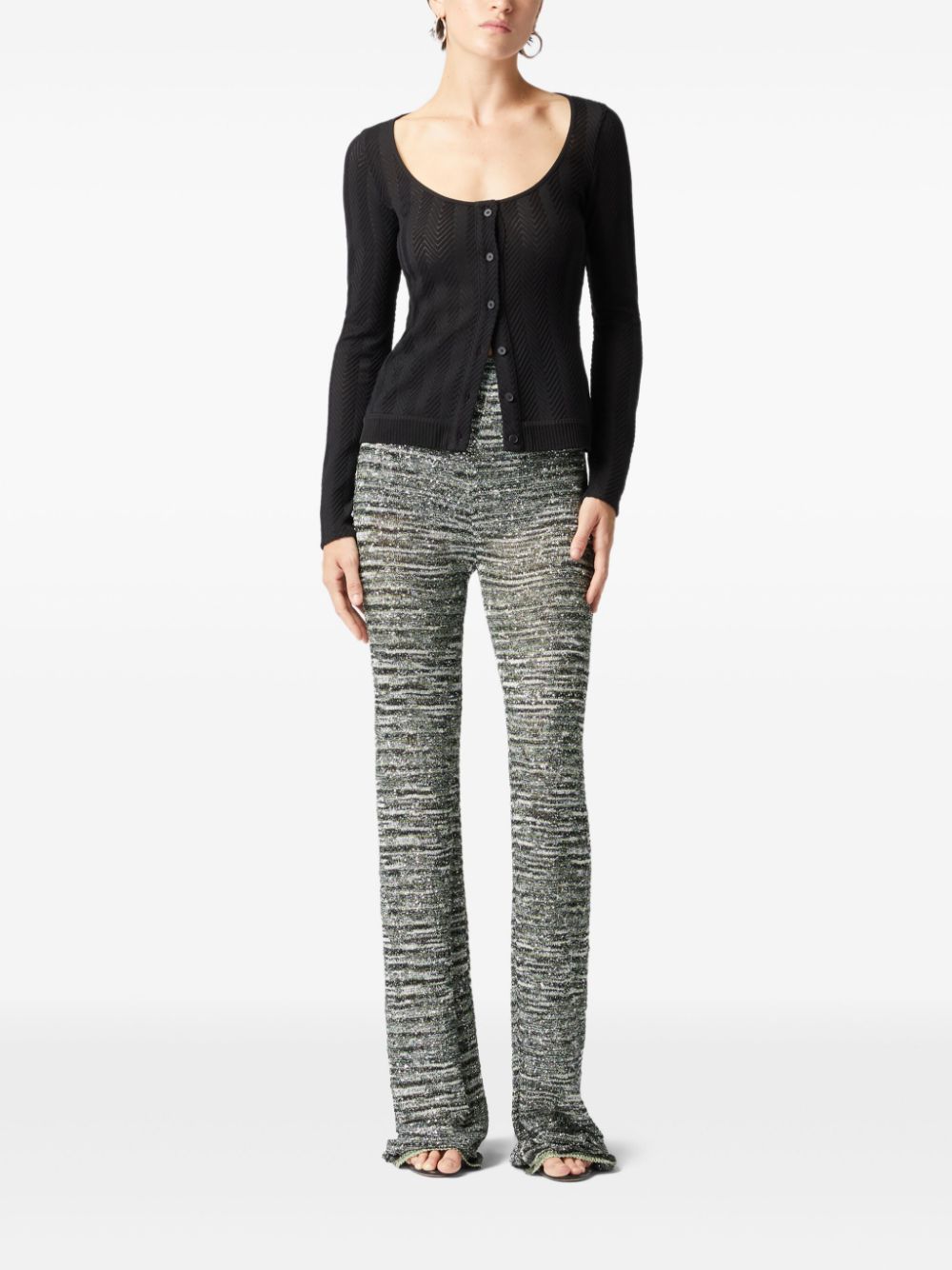 Missoni sequin-embellished flared trousers - Groen