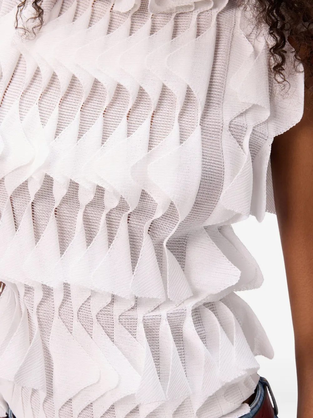 Missoni Ruffle-layered Sleeveless Blouse In White