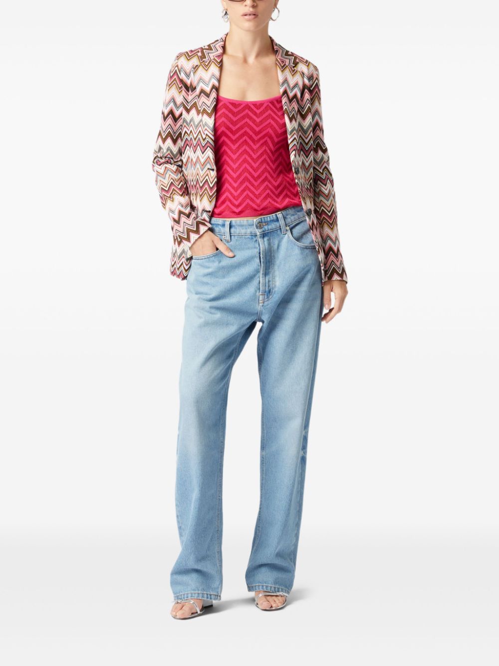 Missoni zigzag-woven blazer - Roze