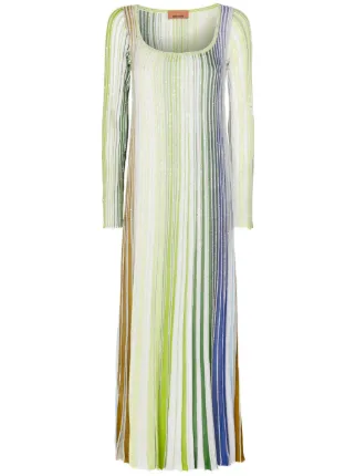 Missoni Striped long-sleeved Dress | Green | FARFETCH GE