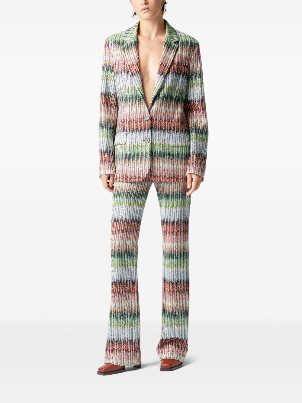 Missoni zigzag-woven blazer - Groen