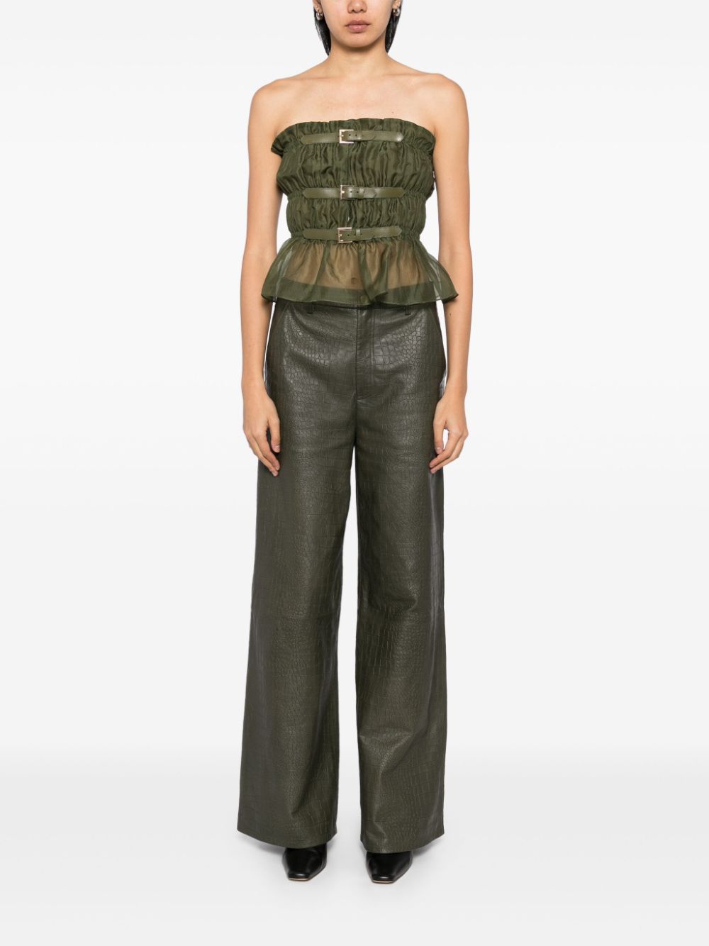 Cynthia Rowley Organza top met gesp - Groen