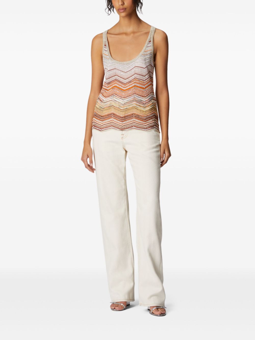 Missoni chevron lamé tank top - Beige