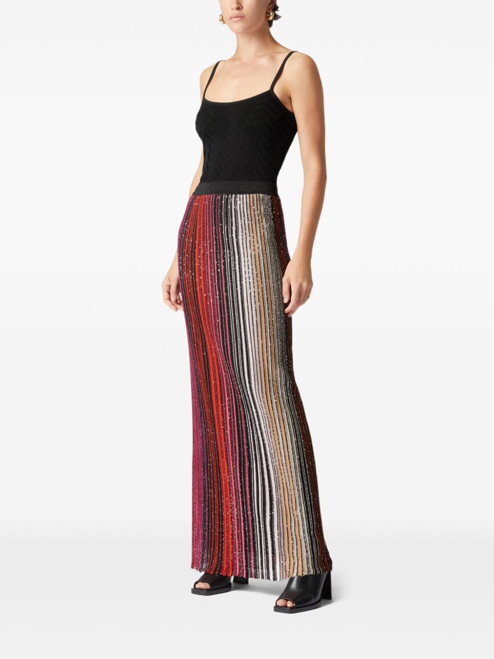 Missoni sequin-embellished striped maxi skirt - Zwart