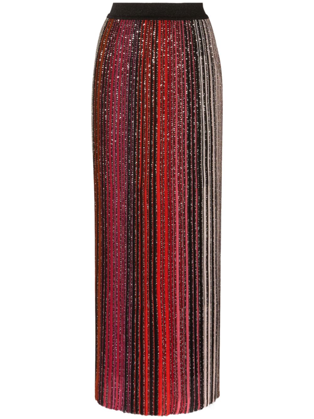 sequin-embellished striped maxi skirt