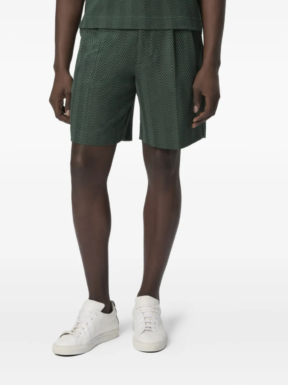 Missoni Geplooide shorts met visgraatpatroon Groen