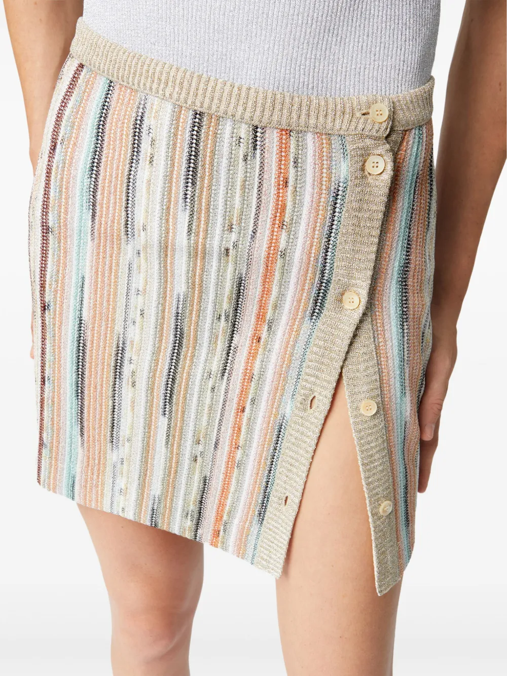 Shop Missoni Striped Mini Skirt In Neutrals
