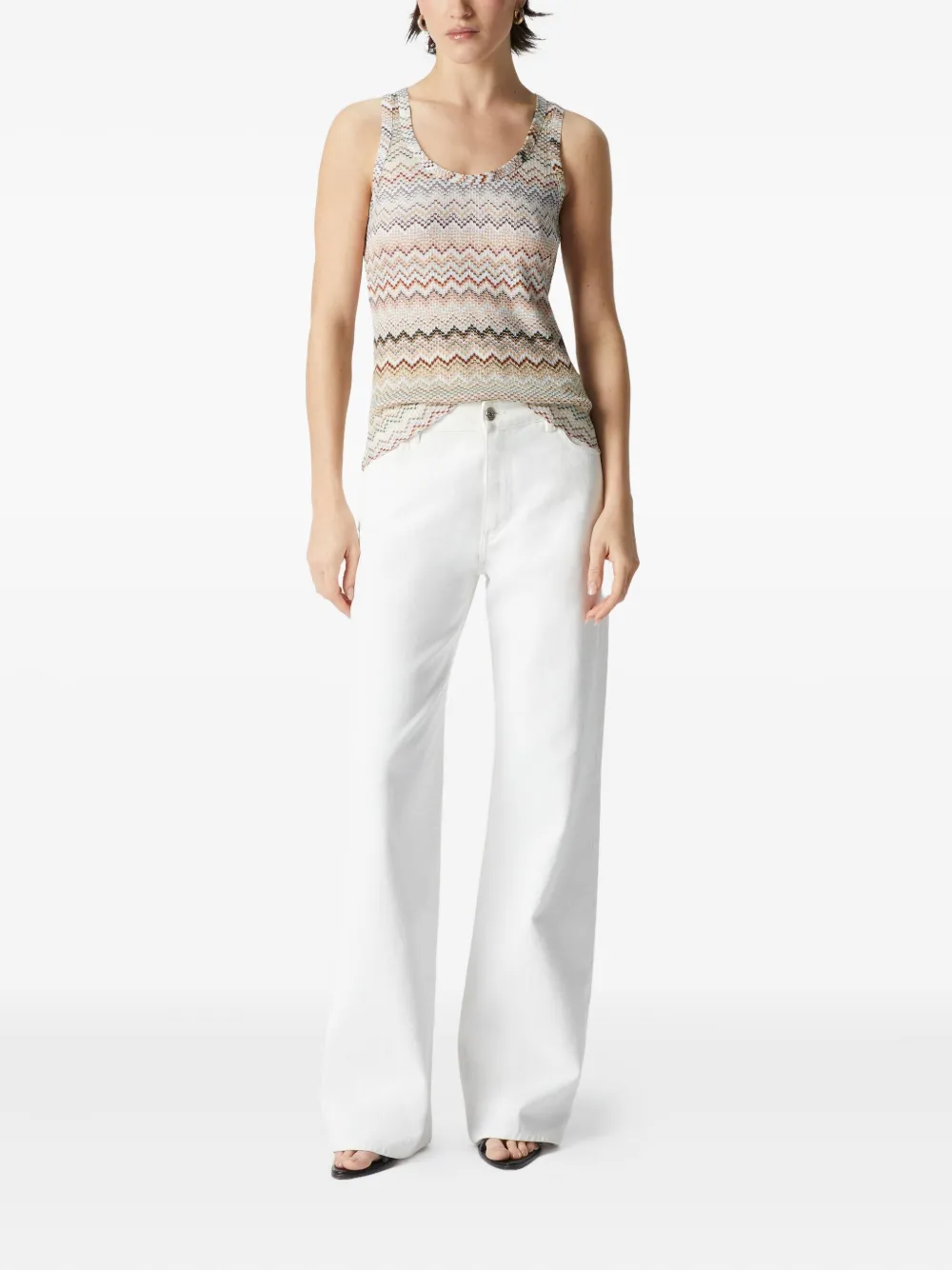 Shop Missoni Zigzag Tank Top In Neutrals