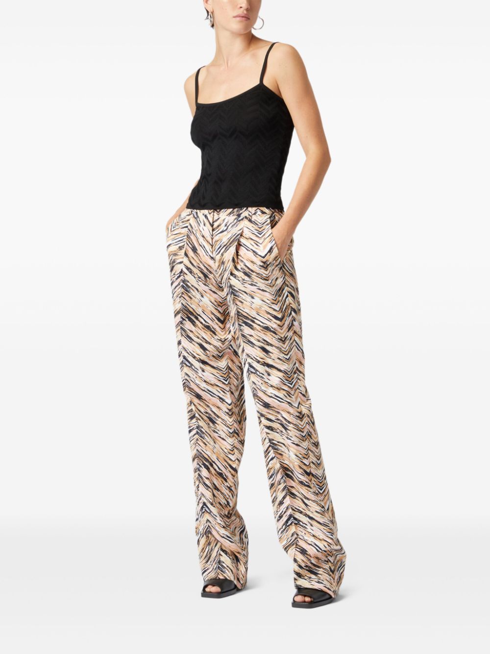 Missoni zigzag-pattern cotton palazzo pants - Beige