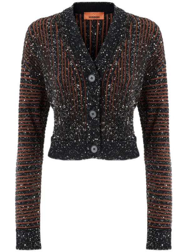 Missoni Striped Cardigan in Black