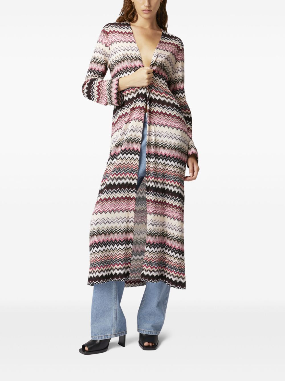 Missoni zigzag long cardigan Roze