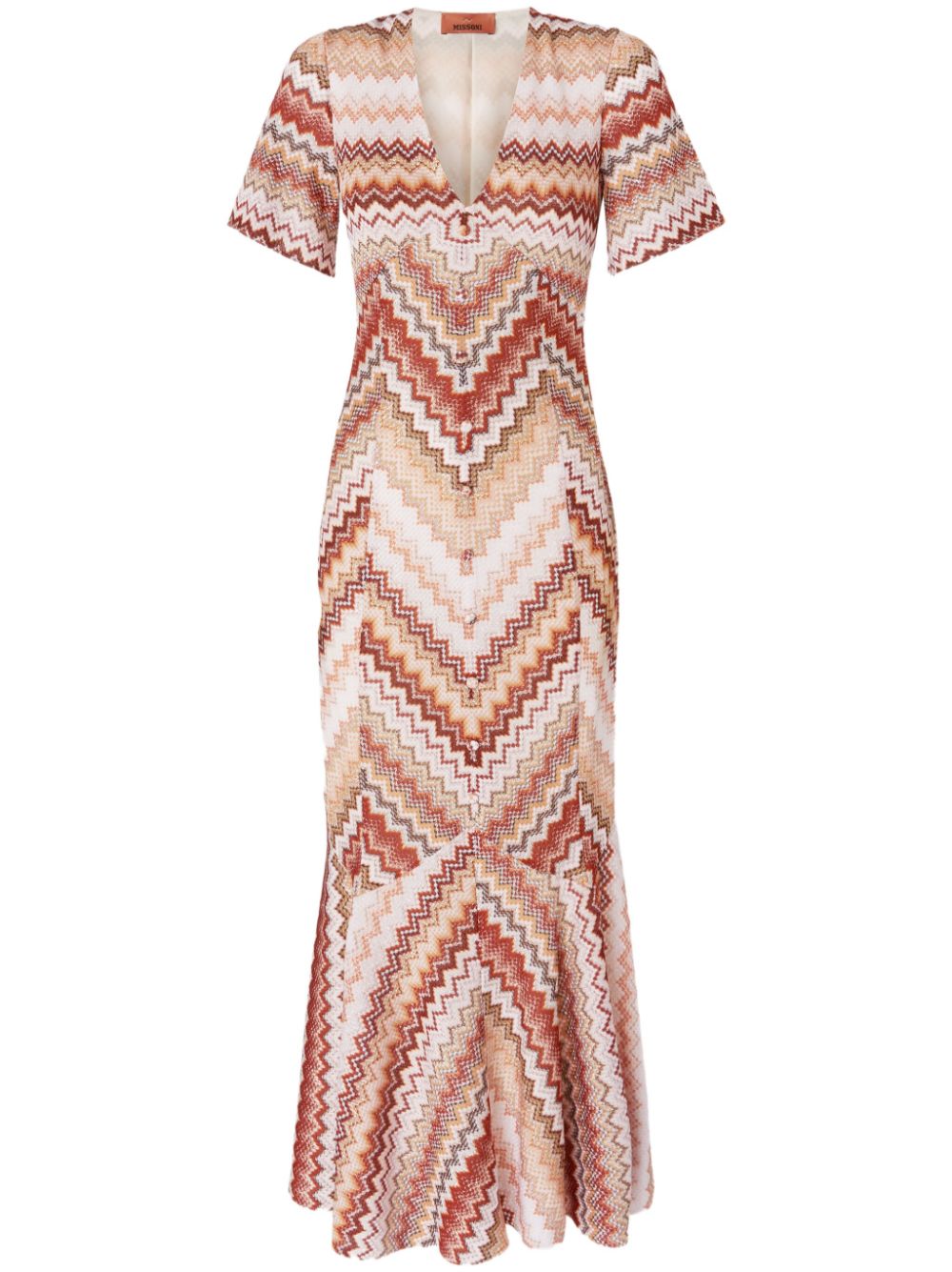 Missoni serrated zigzag-pattern maxi dress - Brown