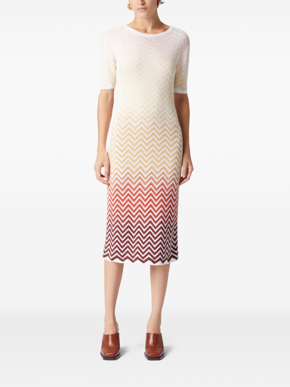 Missoni zigzag-woven midi dress - Wit