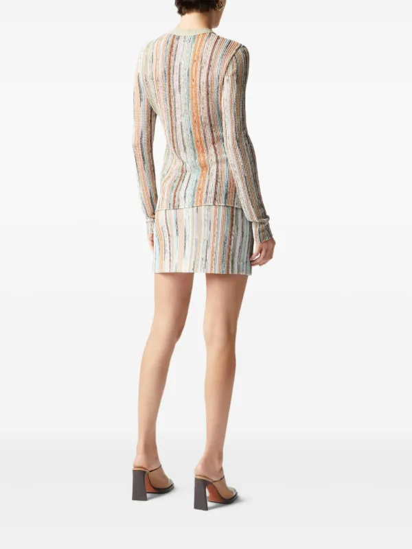 MISSONI イタリア製 ストライプ レース カーディガン オープン