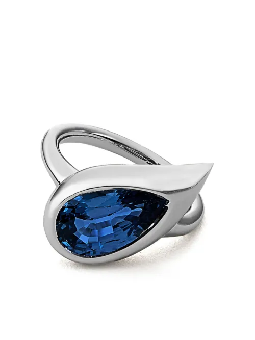 Bague petit doigt Mika en or blanc 18ct sertie de saphir - Jewels Aficionado - Modalova