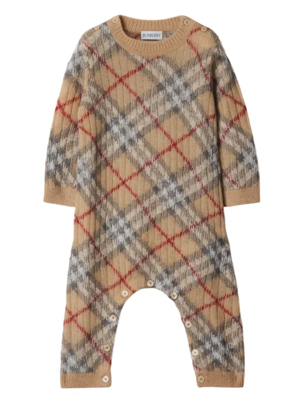 Burberry Kids check-pattern Romper Brown FARFETCH AU
