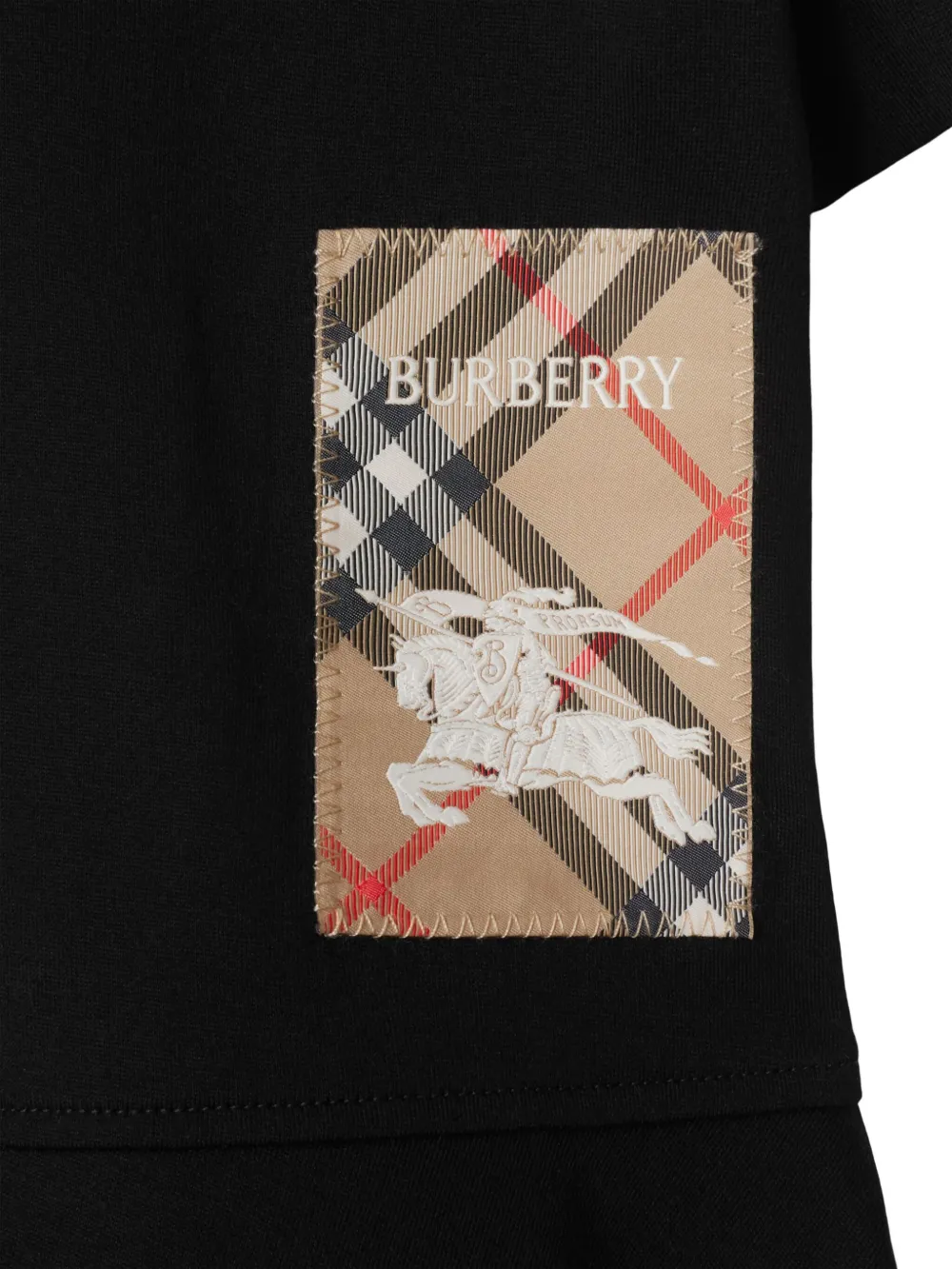 Burberry Kids Katoenen jurk met geruit label Zwart