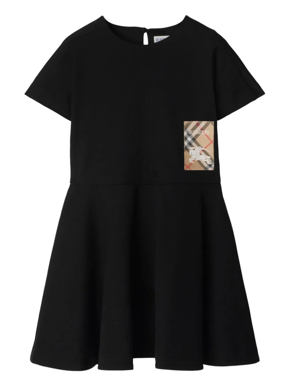 Shop Burberry Check Label Cotton Dress In Black