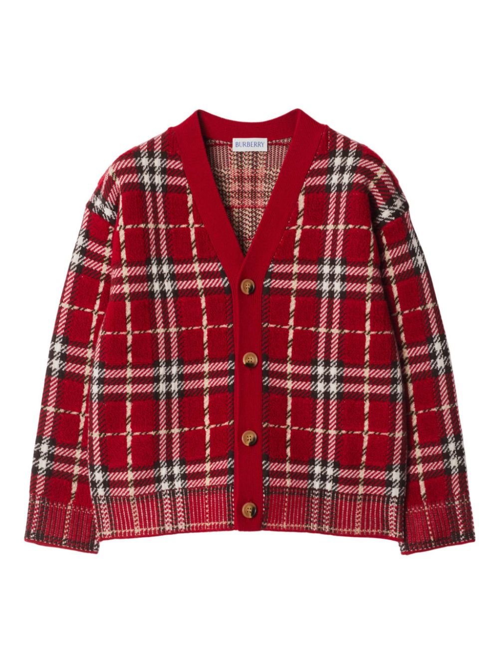 Burberry Kids checked wool cardigan - Red