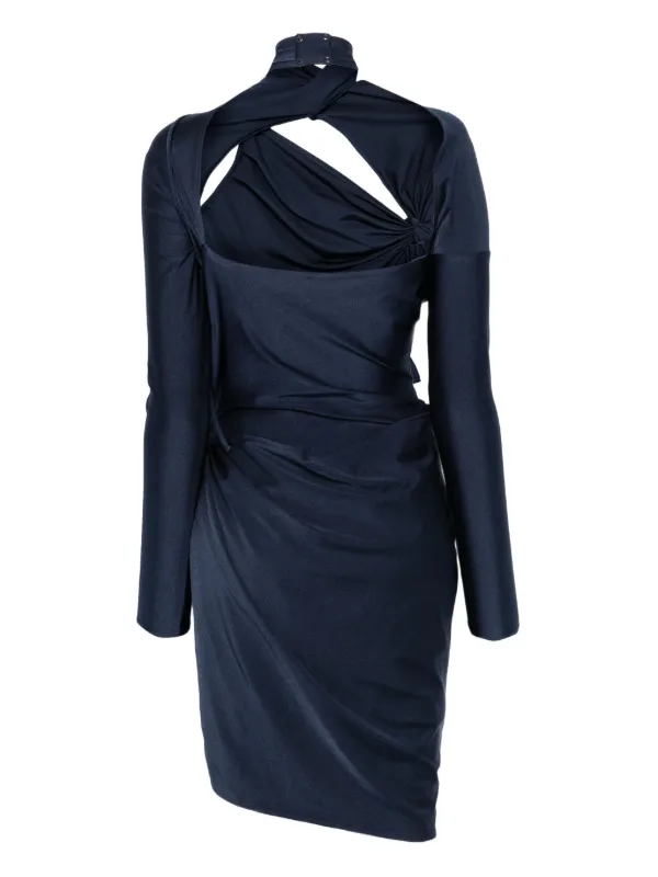 Coperni Twisted Asymmetric Mini Dress | Blue | FARFETCH GE