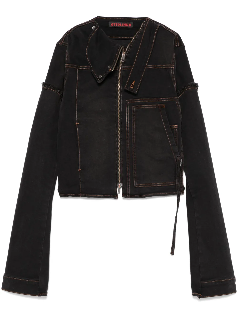 Ottolinger Denim jack met gedrapeerdee kraag Grijs