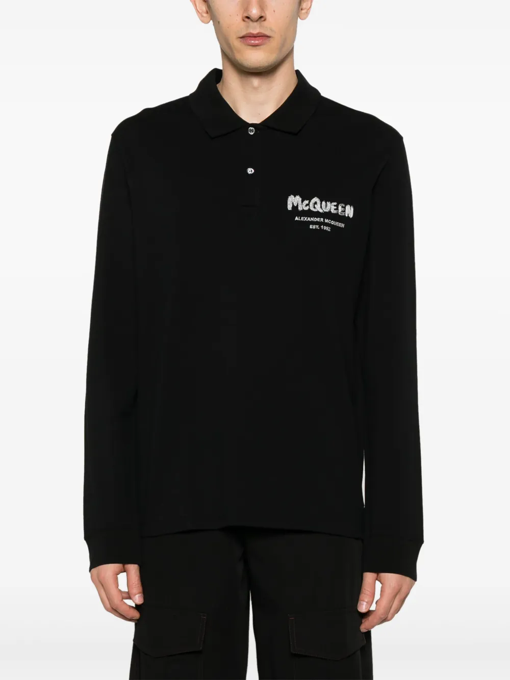 Alexander McQueen Poloshirt met geborduurd logo - Zwart