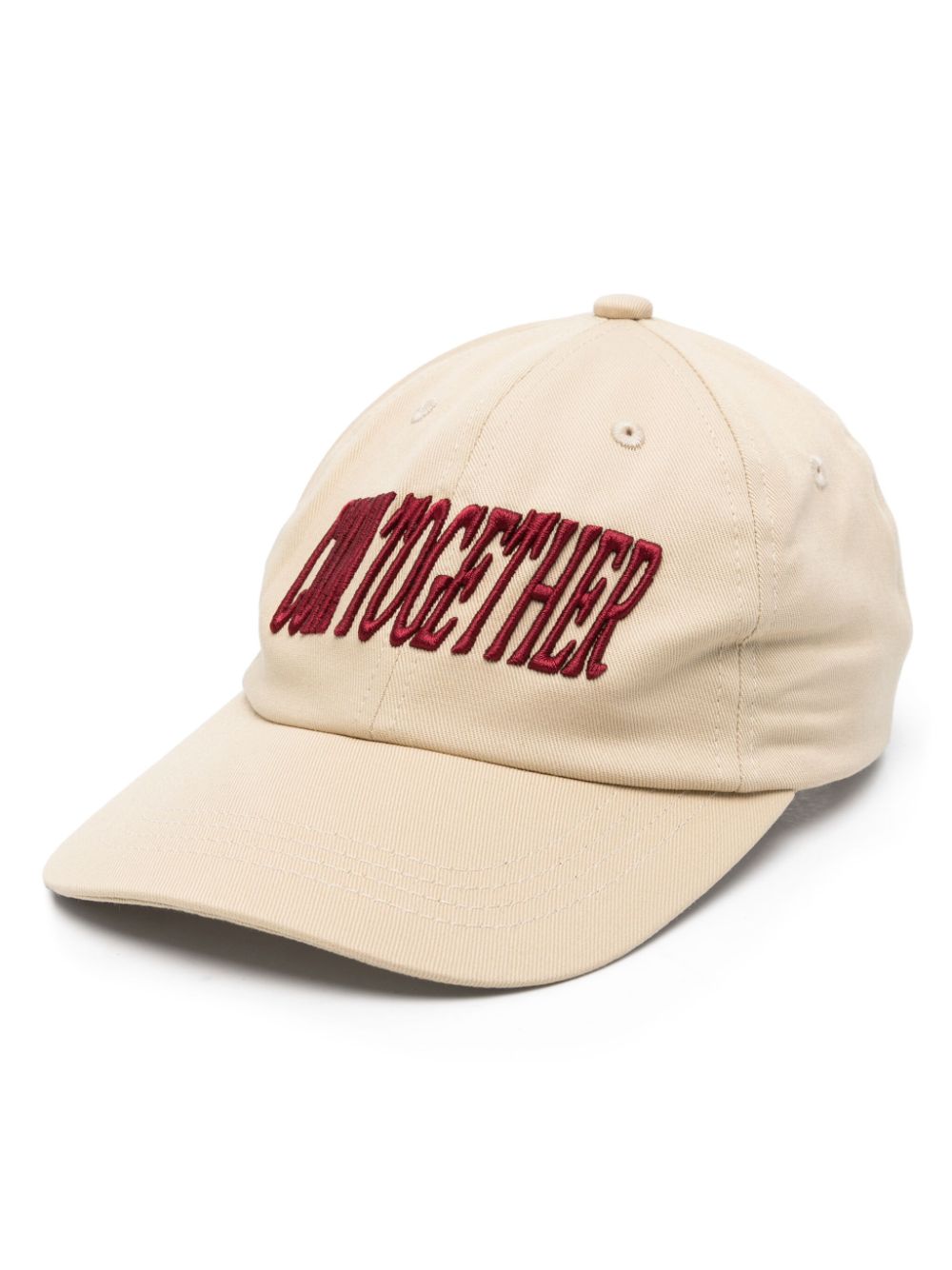 slogan-embroidered cap