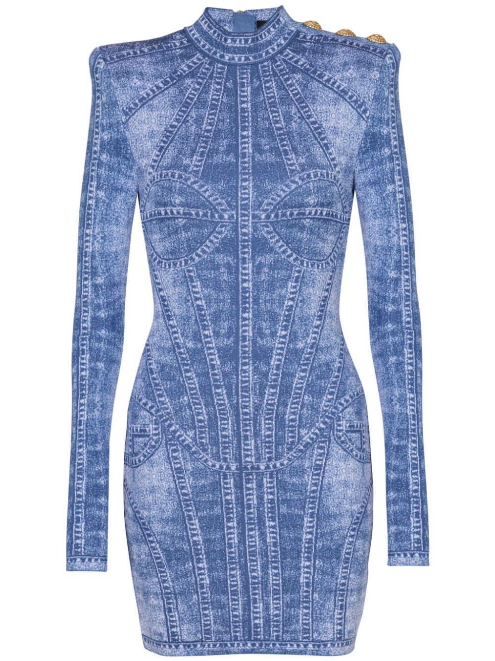 Balmain Mini-jurk met jacquard Blauw