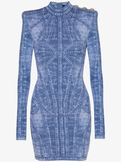 Balmain Gestricktes Jacquard-Minikleid