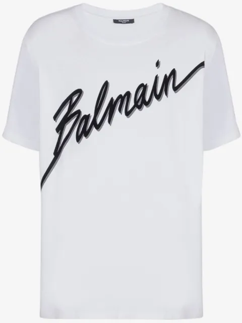 Balmain T-shirt with flocked Balmain letter logo