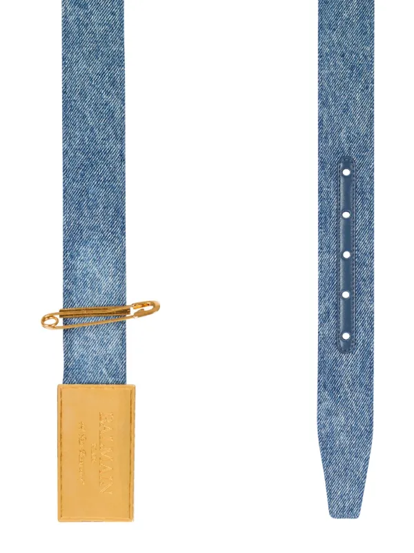 【関税込み】Balmain ブルー Safety Pin デニム ベルト Balmain safety-pin Denim Belt | Blue | FARFETCH CA
