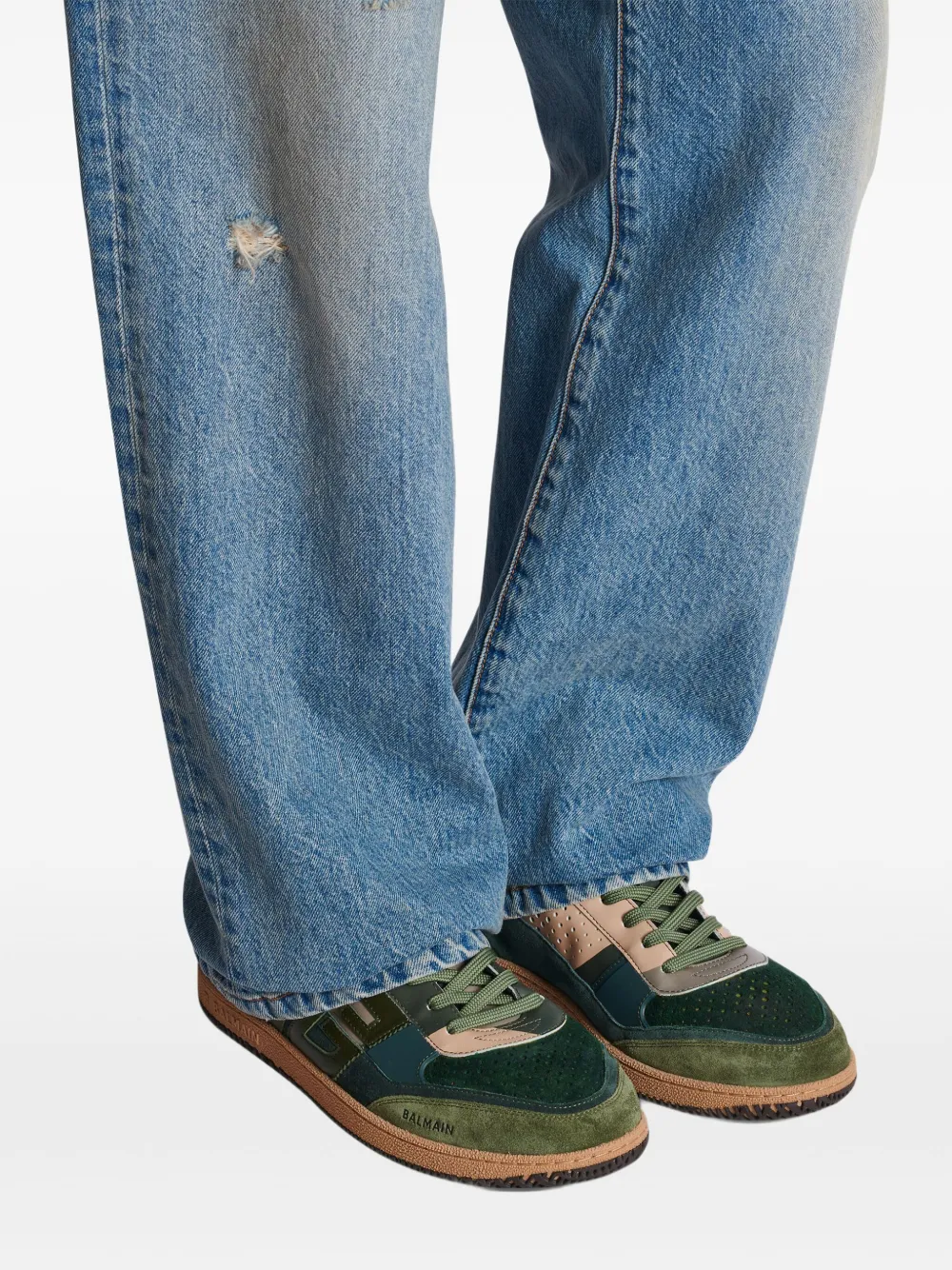 【関税込み】Balmain Swan Sneakers - Balmain - Leather - Gree Balmain Swan trainers in PB Labyrinth jacquard - Men | BALMAIN