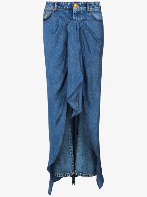 Balmain Drapierter Jeansrock